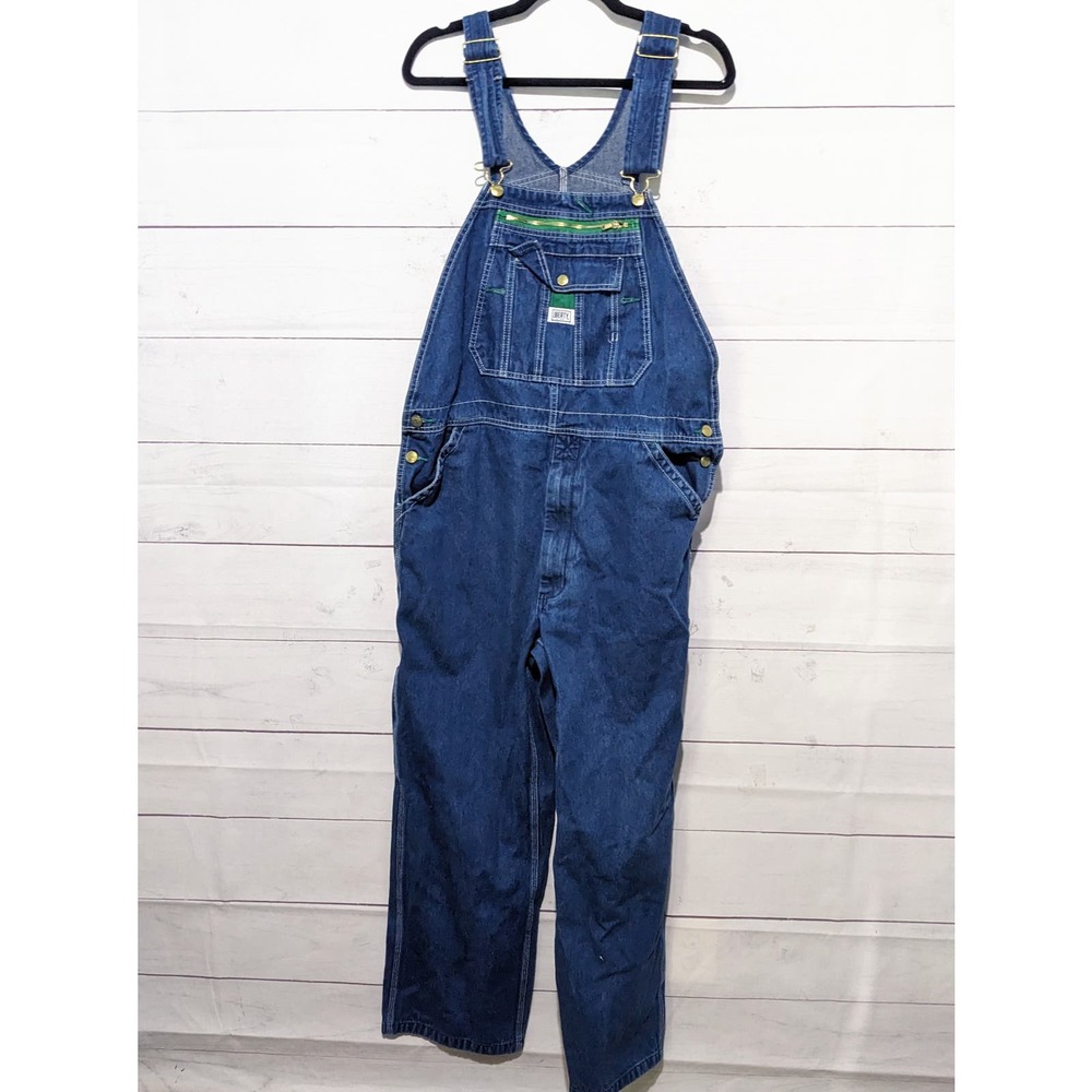Liberty Relaxed Washed Denim Bib Overalls Stonewashed Blue Unisex Size 38x32